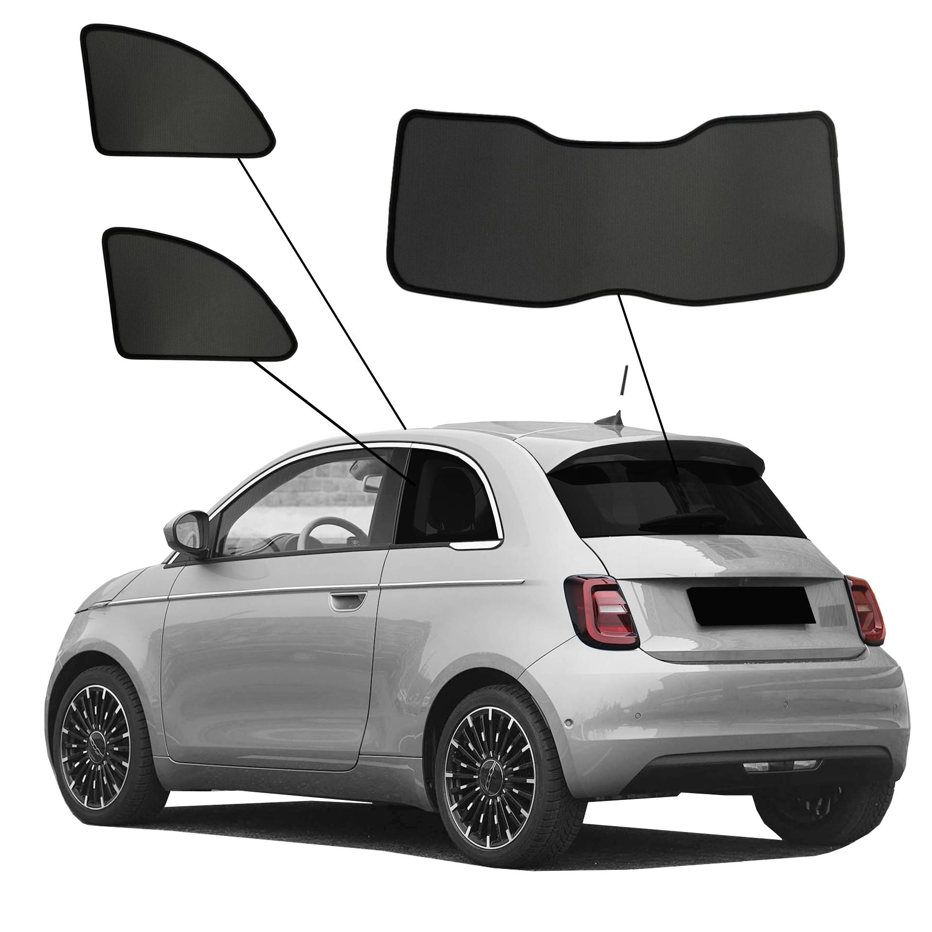 FIAT500Cウインドーリフレクター風避けメッシュシェード ブラック